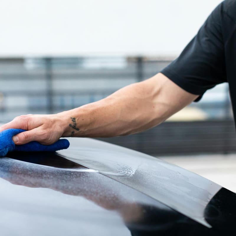 Microfiber buff on a protected ceramic-coated panel